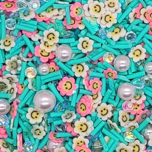 Happy Daisy Fake Sprinkle Mix | Faux Polymer Clay Confetti Sprinkles | Slices for Resin Crafts, Nail Art, Decoden, Shaker, Slime, Tumbler