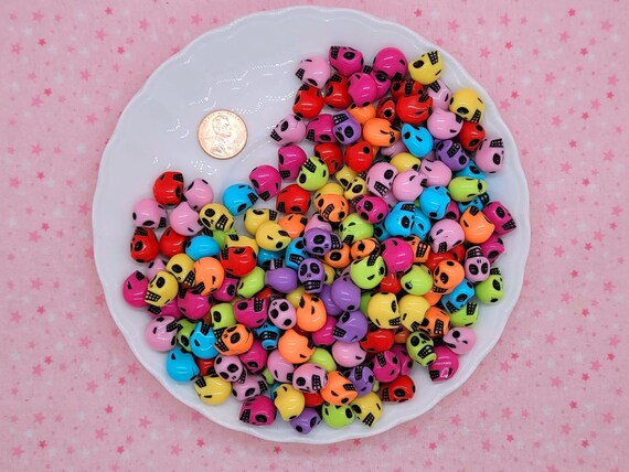 500PCS Acrylic Skull Beads Decorative Beads for DIY Jewelry Making