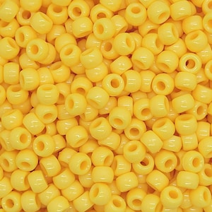 SUNFLOWER YELLOW 6mm x 9mm Opaque Acrylic Pony Beads ~ Plastic Bulk Beads for Kandi, Bracelets, Raves, Crafts, & More