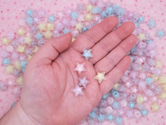 30 Pcs Pastel Frosted Acrylic Star Beads Cute Kawaii Multicolor