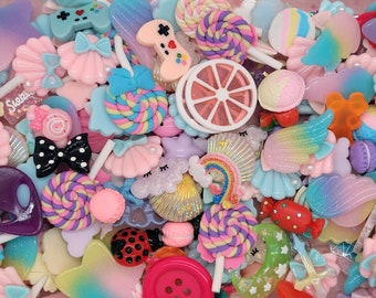 Random Resin Cabochons ~ EVERYTHING MEGA MIX Kawaii Flatback Cabochons ~ 20pcs/30pcs/50pcs/100pcs