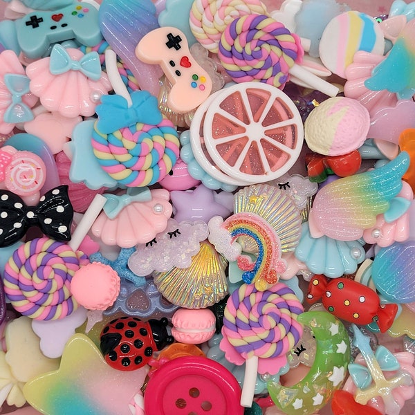 Random Resin Cabochons ~ EVERYTHING MEGA MIX Kawaii Flatback Cabochons ~ 20pcs/30pcs/50pcs/100pcs