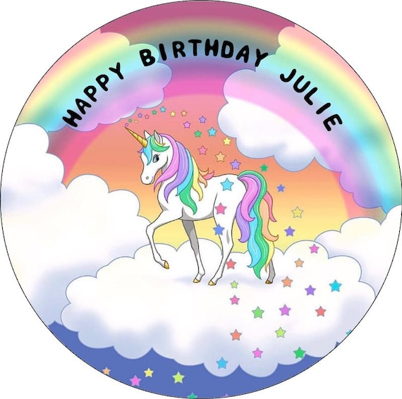 UNICORN PERSONALISED EDIBLE CUPCAKE/CAKE TOPPER/DECORATION WAFER PAPER/ICING UNICORN PERSONALISED EDIBLE CUPCAKE/CAKE TOPPER/DECORATION WAFER PAPER/ICING