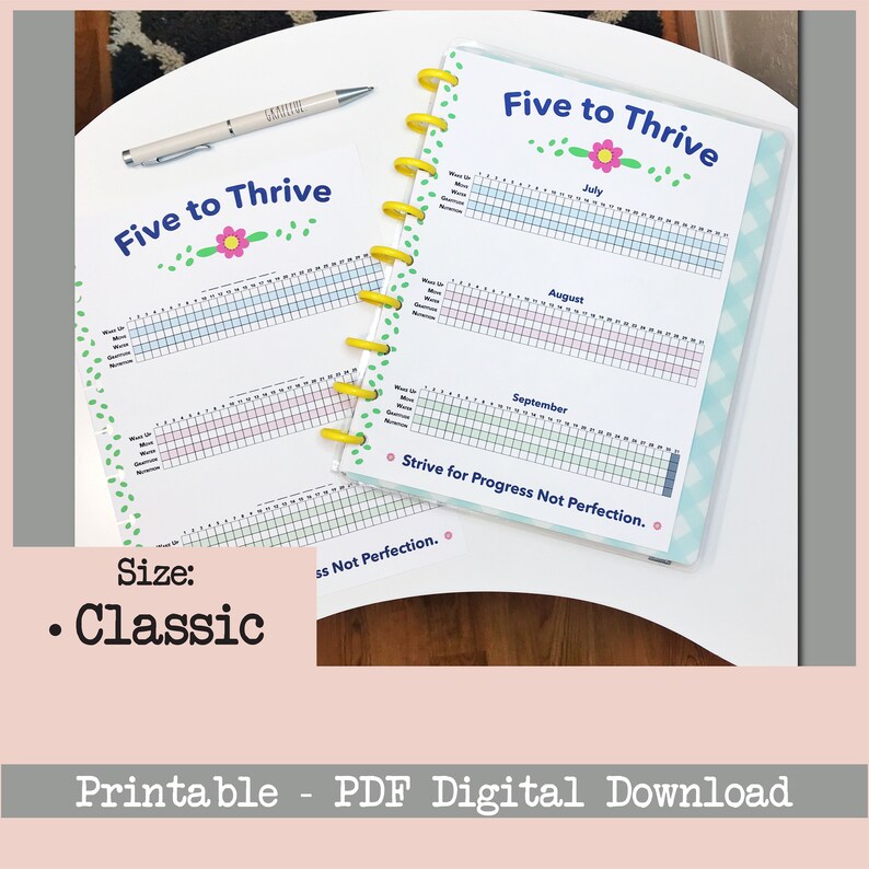 Five to Thrive Tracker Printable PDF Florals Size: Classic | Etsy