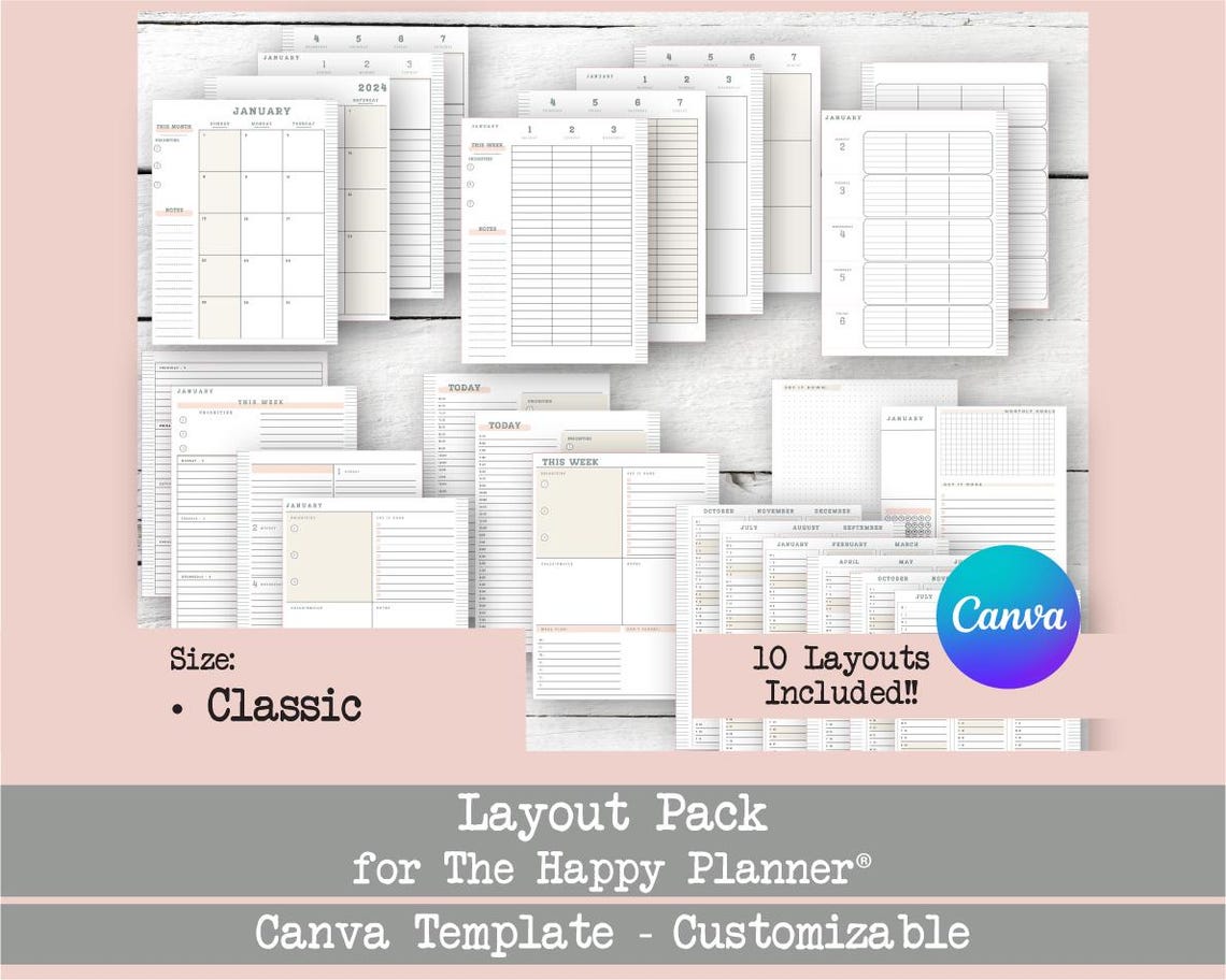 Lay Out Paper Pack Canva Layout Pack for the Happy Planner® - Size: Classic - Etsy