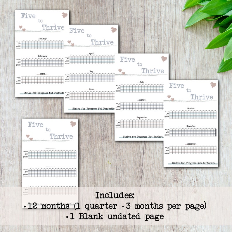 five-to-thrive-tracker-printable-pdf-brush-hearts-size-etsy