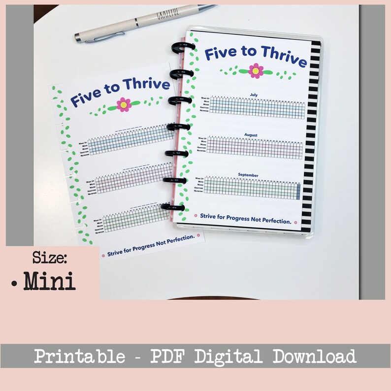 Five to Thrive Tracker Printable PDF Florals Size: Mini | Etsy