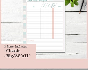 Monthly Bill Pay Checklist - Minimalist - Size: Classic and Big (8.5&quot; x 11&quot;) Happy Planner® - Printable PDF Download