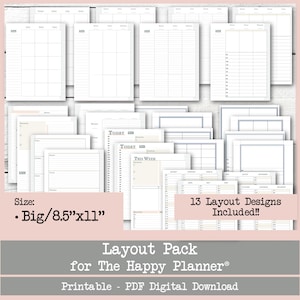 Layout Pack for The Happy Planner®  - Size: Big (8.5x11) - PDF Printable Download