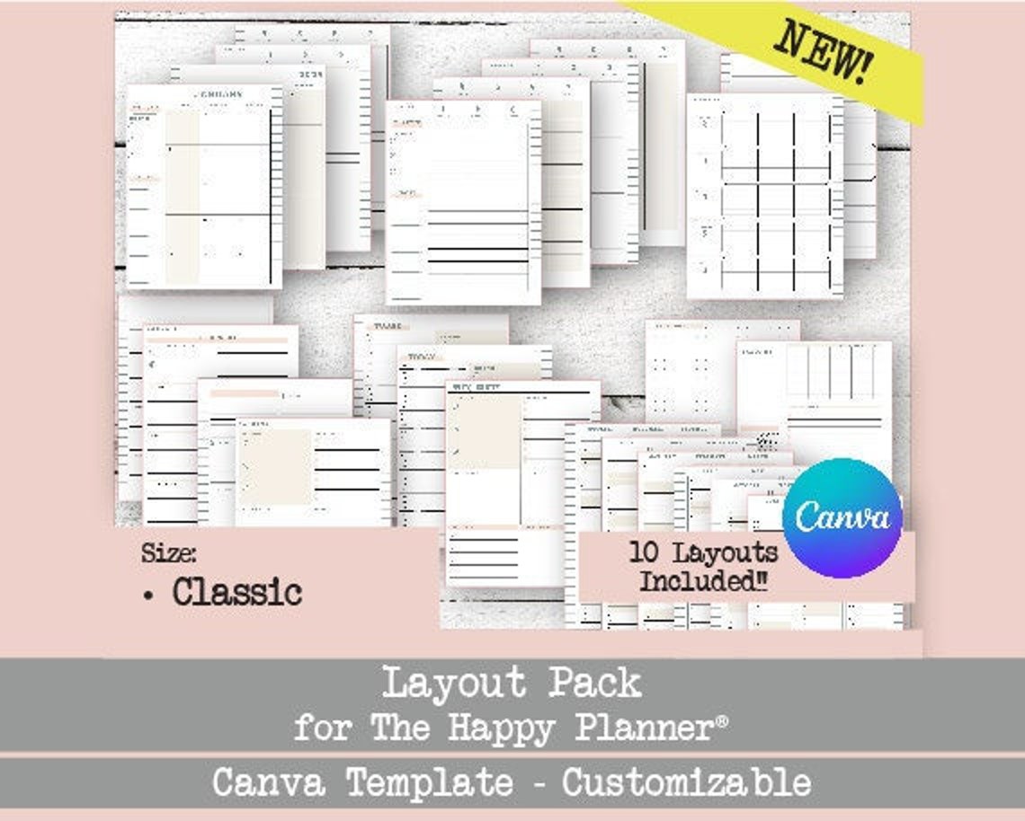 Lay Out Paper Pack Canva Layout Pack for the Happy Planner® - Size: Classic - Etsy