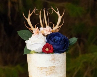 Rustic Wedding Cake Topper, Antlers, Monogram Cake Topper, Bridal Shower, Reception, Wedding, Bachelorette, Country Barn Theme Wedding