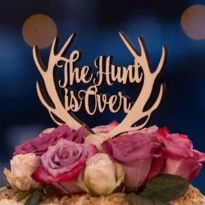Wedding Cake Topper, The Hunt is Over, Antler Cake Topper, Antlers, Bridal Shower, Reception, Grooms Cake, Country Barn Theme Wedding