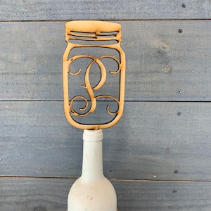 Mason Jar Wedding Cake Topper, Wood Cake Topper