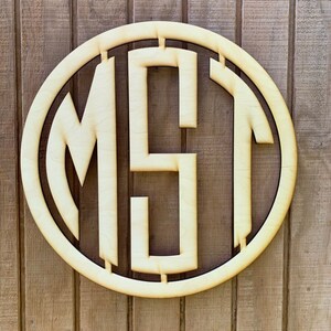 Wood Monogram, Circle Monogram, Unpainted Monogram, Unfinished Monogram