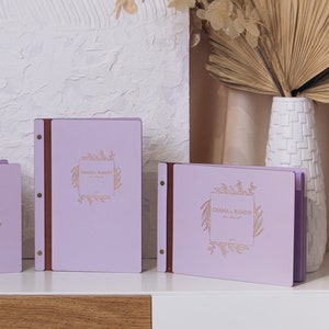 Purple Party GuestBook, Photo Album, Wedding Rustic Polaroid Guestbook, Instax NoteBook with diffrent colours of Sheets