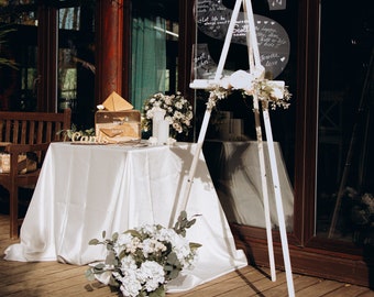 Staffelei, Caballete fotográfico portátil de madera, decoración de boda, soporte para libro de visitas acrílico alternativo y cartel de bienvenida, regalo de artista