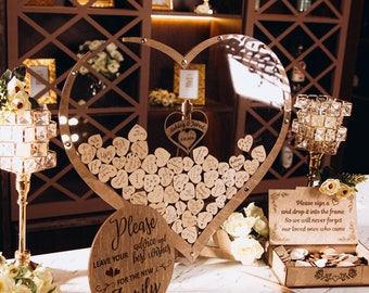 Alternative au livre d'or en bois, décoration de mariage et de fiançailles rustique, collection spécialisée de mots d'amour, boîte en acrylique en forme de coeur