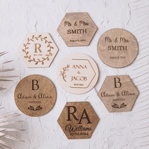 Getränkeuntersetzer aus Holz, exklusive Boho-Hochzeitstoken für Gäste, individuelle Gefälligkeiten für Ihre Gäste, Partydekor für Tisch, Sechseck, Kreis