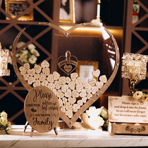 Alternativa al libro degli ospiti per matrimonio, decorazioni per matrimonio boho e rustico, cartello per matrimonio personalizzato a forma di cuore, regalo di anniversario in legno personalizzato