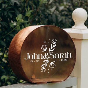 Gepersonaliseerde trouwkaartdoos met sleuf, houten ceremonieel decor bruiloft, gepersonaliseerde acrylkaartdoos, huwelijkscadeau van het paar