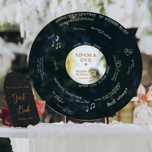 Personalized Acrylic Wedding Record Guest Book: Golden Song Sign