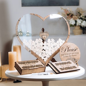 Acryl-Gästebuch Alternative Set, Holzbox für Geld, Kartenbox, Acryl-Gästebuch für Wünsche, Hochzeit personalisiert Singen, Gästebuch