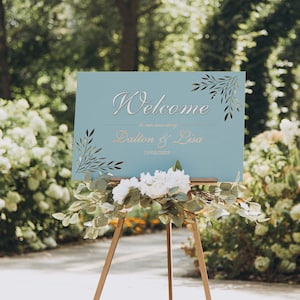 Custom Wedding Welcome Sign with Easel Stand, Wooden Welcome Sign for Wedding, Welcome Engagement Party Sign, Rustic Wedding Ceremony