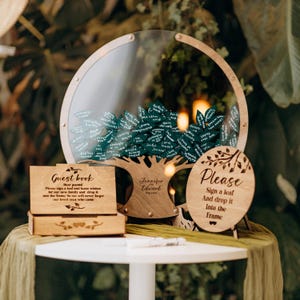 Wooden Family Tree Guest Book, Personalized Wedding Gift for Couple, Custom Wedding Decor, Baby Shower Guest Book Family Tree