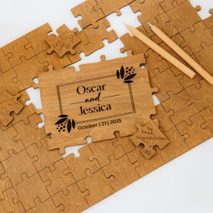 Puzzle personalizzato, libro degli ospiti puzzle personalizzato, ricordo degli auguri di matrimonio, arredamento rustico, giochi da tavolo, scatola dei ricordi