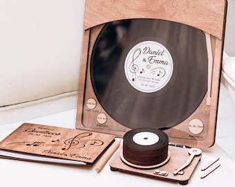 Custom Vinyl Record Wedding Guest Book, Personalized Music Lover Gift, Retro Sign Board