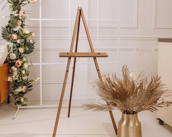 Rustic Wood Easel: Large Sign Display Stand for Boho Wedding