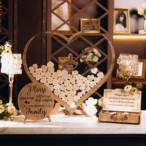 Livro de visitas de casamento alternativo Сirle, decoração de mesa de centro de caixa de coração, placa de casamento personalizada de madeira, decoração de madeira personalizada