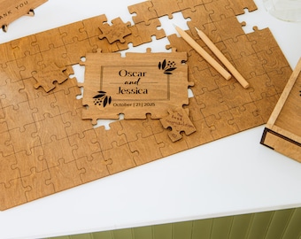 Wedding Guest Book Puzzle: Wooden Anniversary Guestbook Alternative