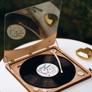 Music-Inspired Vinyl Wedding Guest Book: Personalized Record, Turntable Display Option