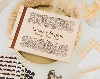 Personalized Rustic Wooden Wedding Guest Book: Polaroid Photo Album