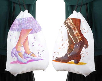 Mexikanischer Folklore Tanz Kordelzug Tasche, Huapango und Jalisco Folklorico Cinch Rucksack, Traditioneller Tanz Schuhe Illustration Stoff Sackpack