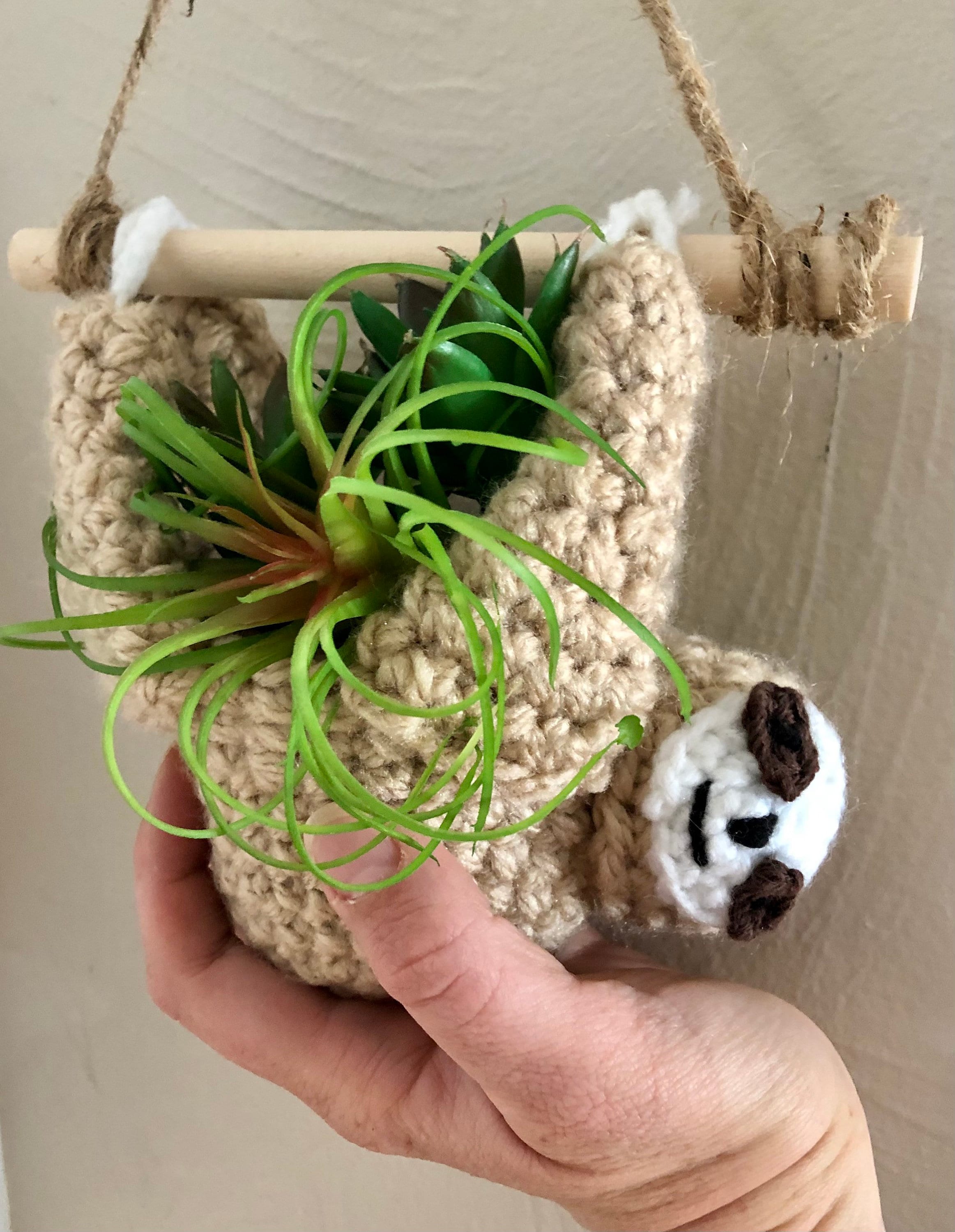 Sloth plant holder crochet sloth sloth pot holder hanging | Etsy