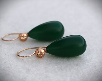 matt green agate earrings with red gold star interchangeable hangers
