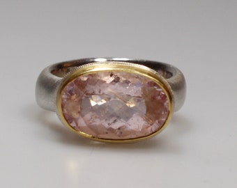 Ring with morganite, Silver and gold