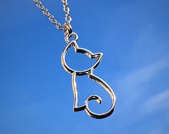 Kette ~ Katzensilhouette ~ Anhänger Katze, Geschenk für Frauen, Kette Katze, Tierschmuck, Geschenk für Mädchen