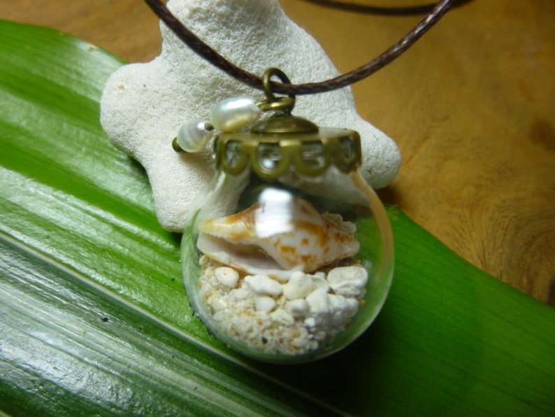 Muschelkette Strand & Meer Naturschmuck, Perlenkette, handgefertigter Schmuck, Urlaubsfeeling, Geschenk, sommerelf Bild 3