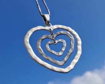 Kette  ~ Großer Herzanhänger ~  Kettenanhänger silber groß, Geschenk Liebe, Geschenk Valentinstag, Herzanhänger, lange Kette mit Anhänger