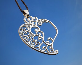 Kette  ~ Großer Herzanhänger ~  Kettenanhänger silber groß, Geschenk Liebe, Geschenk Valentinstag, Herzanhänger, lange Kette mit Anhänger