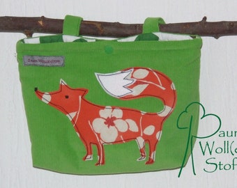 Handlebar bag with fox from grass green cord