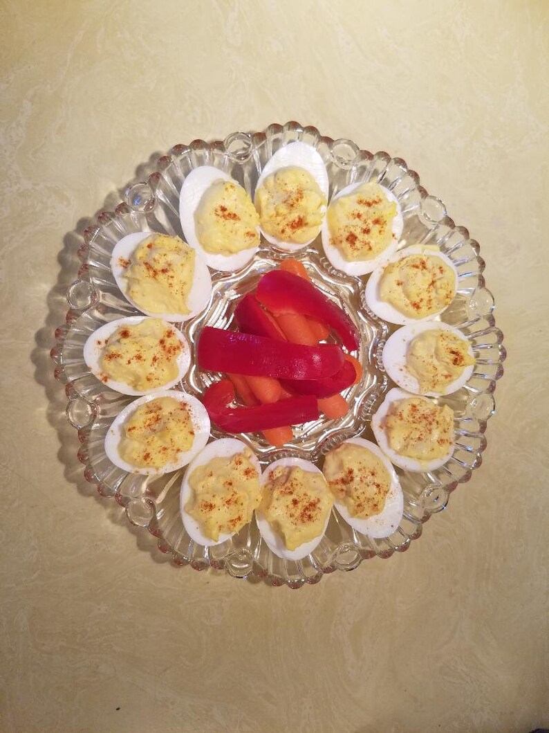 deviled egg platter Deviled egg plateplatter in clear glass egg platter deviled egg plate egg plate