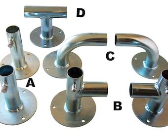 Various brackets for building your own shower rods, curtain rods & railings using 3/4" conduit