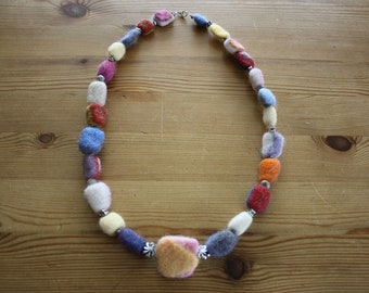 Longer colourful felt necklace