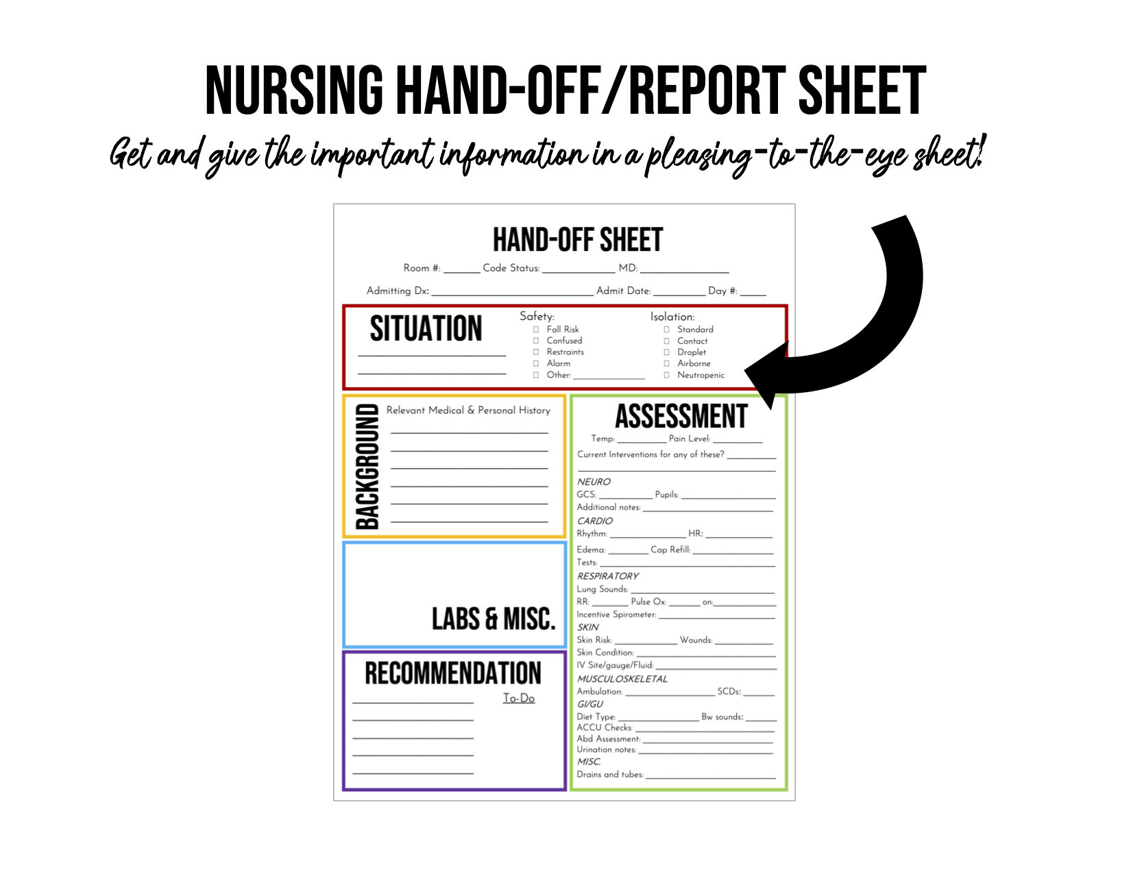 Nursing Hand Off Report Template