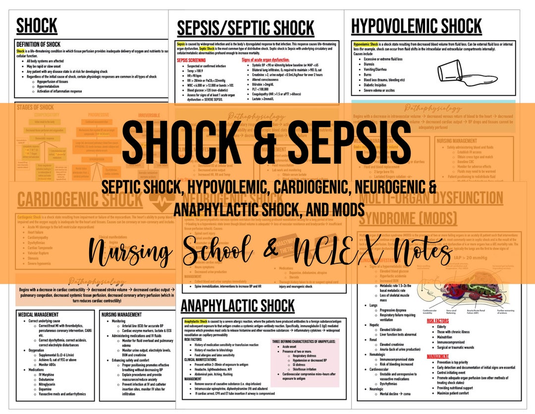 Sepsis Notes.pdf Shock and Sepsis Nursing School Notes - Etsy