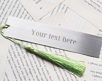 Custom Personalised Bookmark, Laser Metal Bookmark, Engraved Silver Book Lover Gift